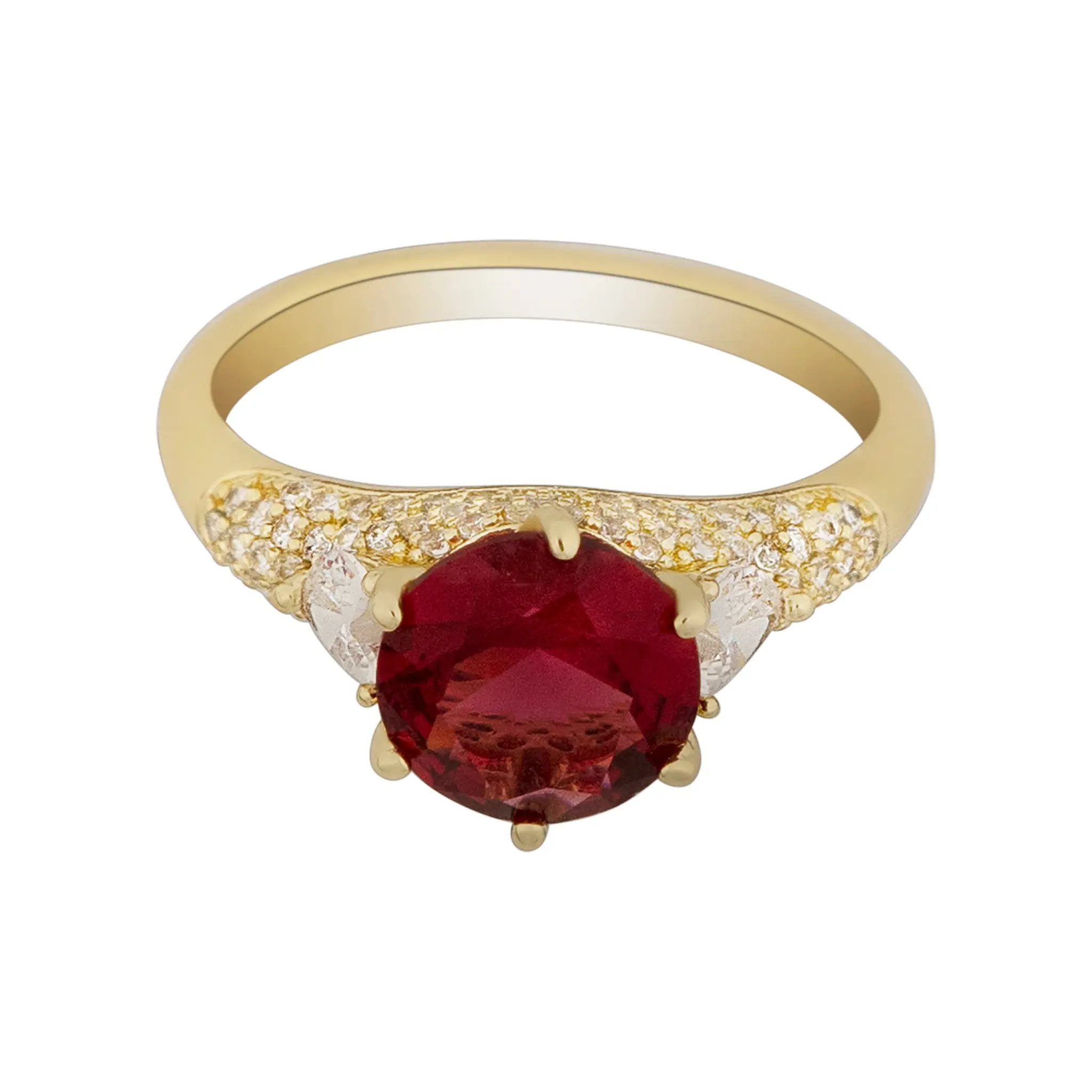 Ruby Birthstone Ring - 14K Gold-Plated