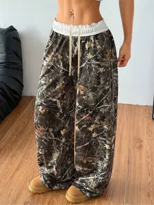 Women's Camouflage Loose Fit Work Pants with Pockets, Casual Fashion Trousers for Daily Wear, Summer Bottoms for Women