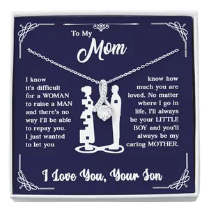 To My Mom Necklace Form Son, Gift For Mom Necklace Meaningful Messages Card Inside. Mother's Day, Birthday, Christmas Gifts for Mom, Mothers Jewelry