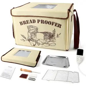 Folding Bread Proofing Box with 50-113? Temp Control, Large Dough Proofing Box with 3-Side Heating  Control 48H Timer, Metal Rack & Tray for Sourdough, Bread Baking, Yogurt, Pizza, Kombucha