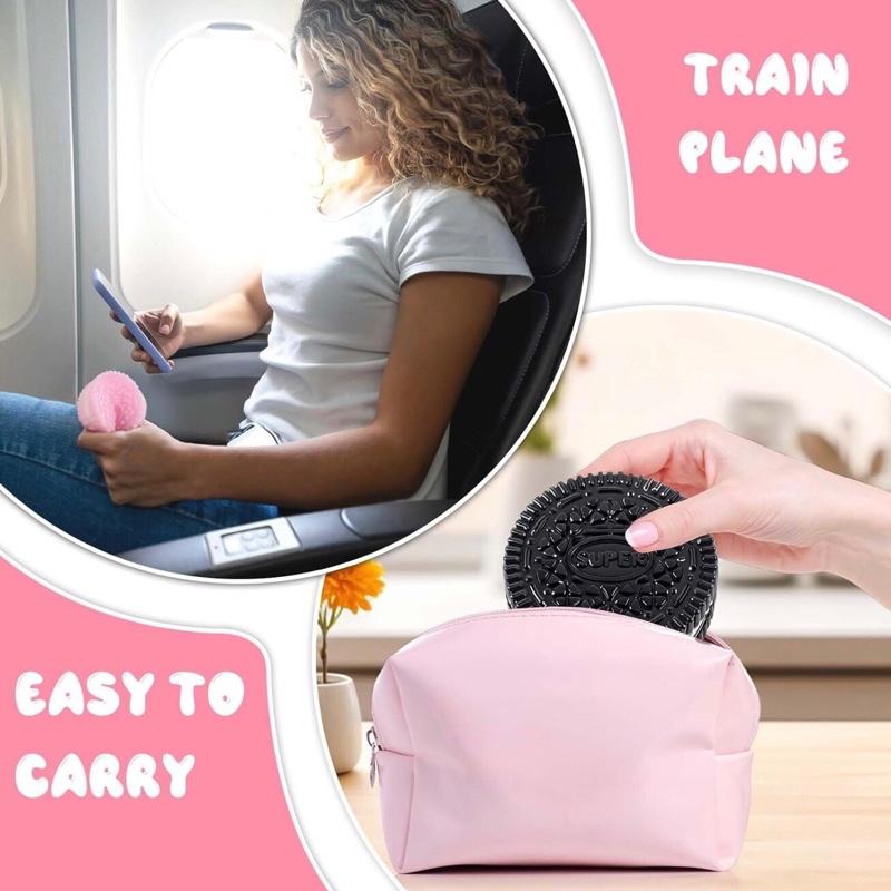 Sticky Cookie Squishies Fidget Toys Adults, Squeeze Toys Sensory Toys for Kids with Autism, Stress Balls for Adults Fidgets Birthday Gifts Party Favors for Kids(2 Pack Pink Black)