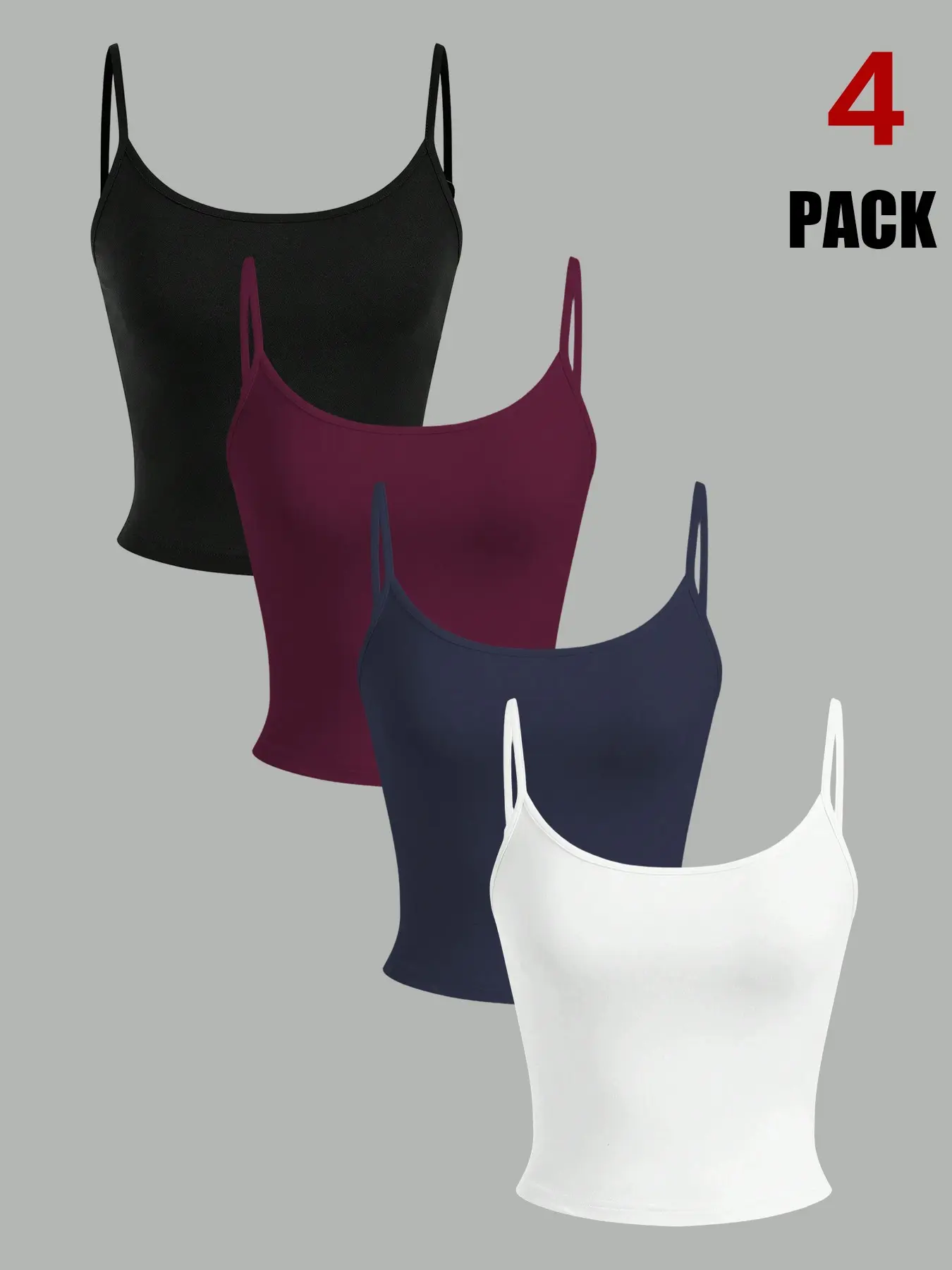 Women's Multi-Color Basic Minimalist Sleeveless Spaghetti Strap Slim Fit Camisole Vest Crop Top, Y2K Style Casual Wear, Lightweight, Perfect for Daily & Stylish Looks, Womenswear