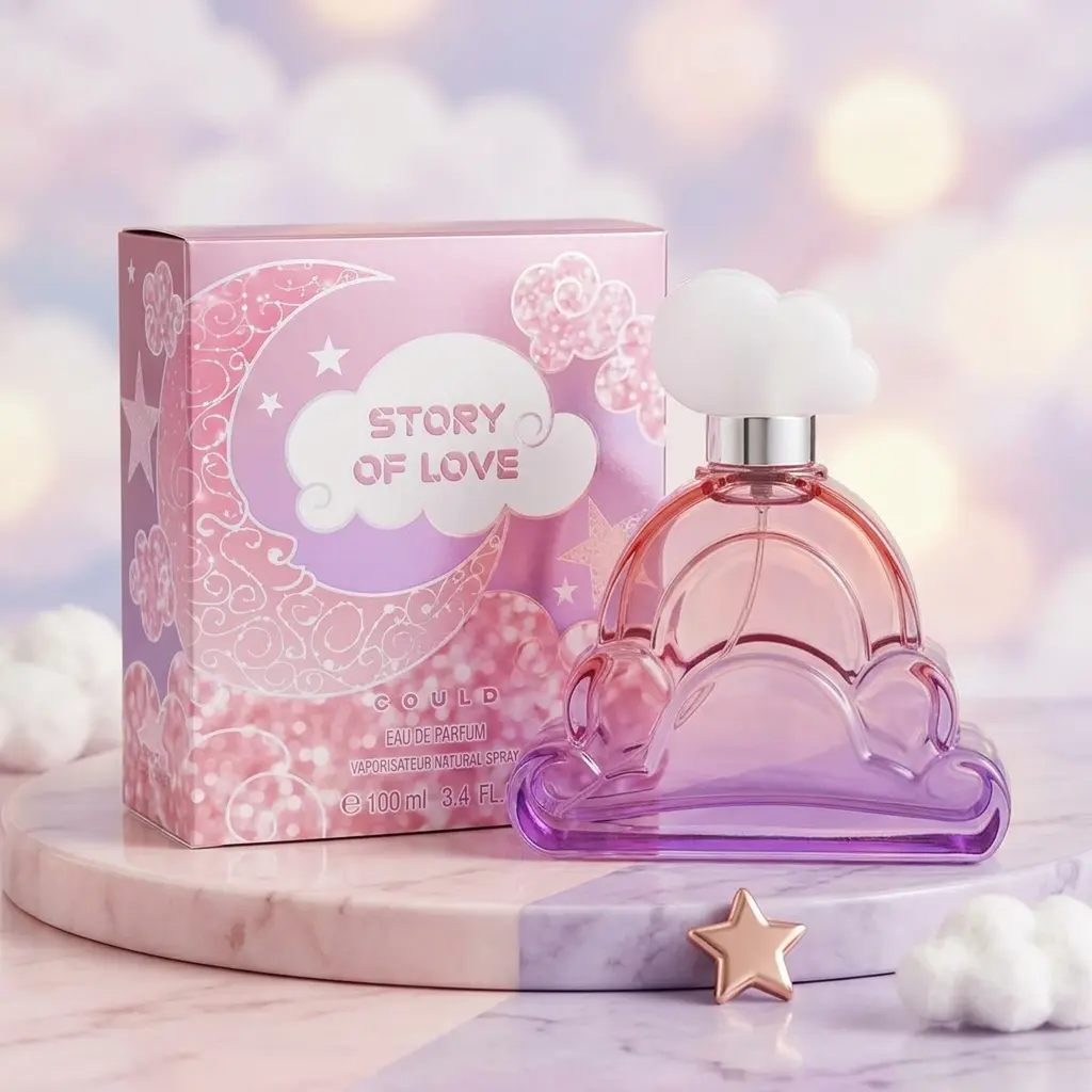 Women's Cloud Pink Style Perfume 100ml, Story of Love Eau De Parfum, Sweet Vanilla Fruity Floral Fragrance, Long Lasting Luxury Scent, Cute Cloud Bottle Gift for Girls & Women