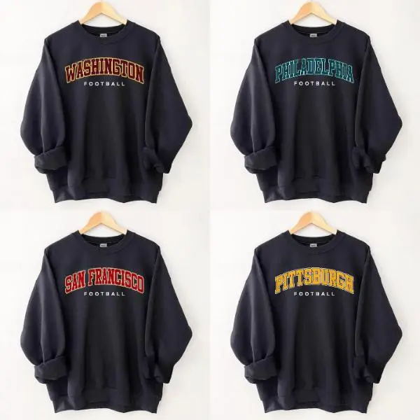 Vintage Black Football Team Sweatshirt - Classic Design for All Team, Retro Game Day Shirt, 90s All Team Classic Football, Gift for Fan Sport, Menswear and Womenswear
