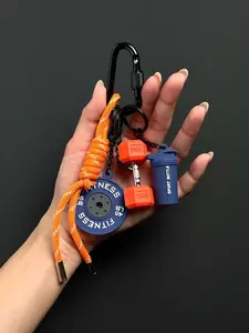 Multifunctional Gym Keychain with Dumbbell, Weight Plate & Sport Bottle Charms, Braided Rope Bag Pendant, Lightweight Carabiner Key Organizer, Stylish Decor for Purse, Backpack & Car Keys, Great for Daily Use & Gifting