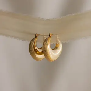 Chunky Curvy Hoops by Caitlyn Minimalist - Bold Organic Statement Hoop Earrings in Gold - Unique Minimalist Jewelry - Gift for Her