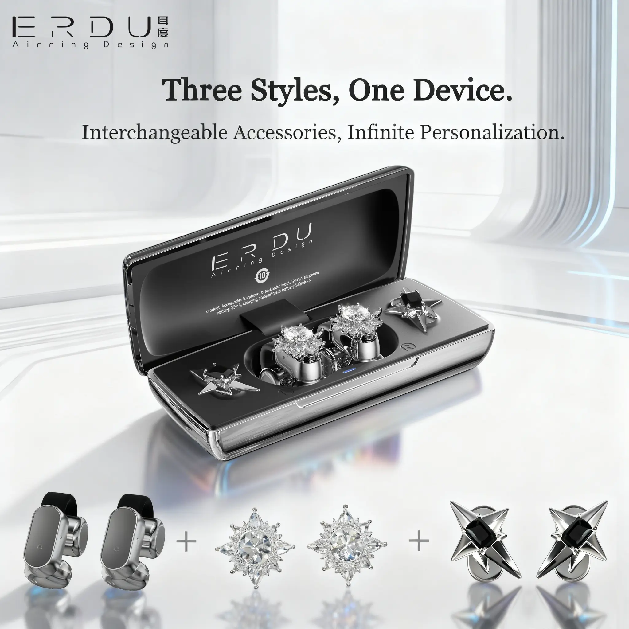 ERDU Air Note Wireless Earbuds with Interchangeable Ear Clips