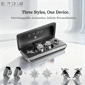 ERDU Air Note Wireless Earbuds with Interchangeable Ear Clips, Gift Idea, Couple Christmas Gifts, Last Minute Gift, Fashion Bluetooth 6.0 Headphones for Women, Customizable Comfort Fit, 30h Playtime for Gym, Travel & Daily Use, Ideal Gift for Men Women