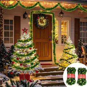 2pcs 158inch Lighted Christmas Wreaths for Staircase Railing Fireplace Mantel and Door Frame Decoration Indoor Office Holiday Plastic Wall-mounted Decorations Cartoon Pattern Drinking Cup with Straw Animal Costume Set Dolls Gold Plated Pearl Cross Bracele