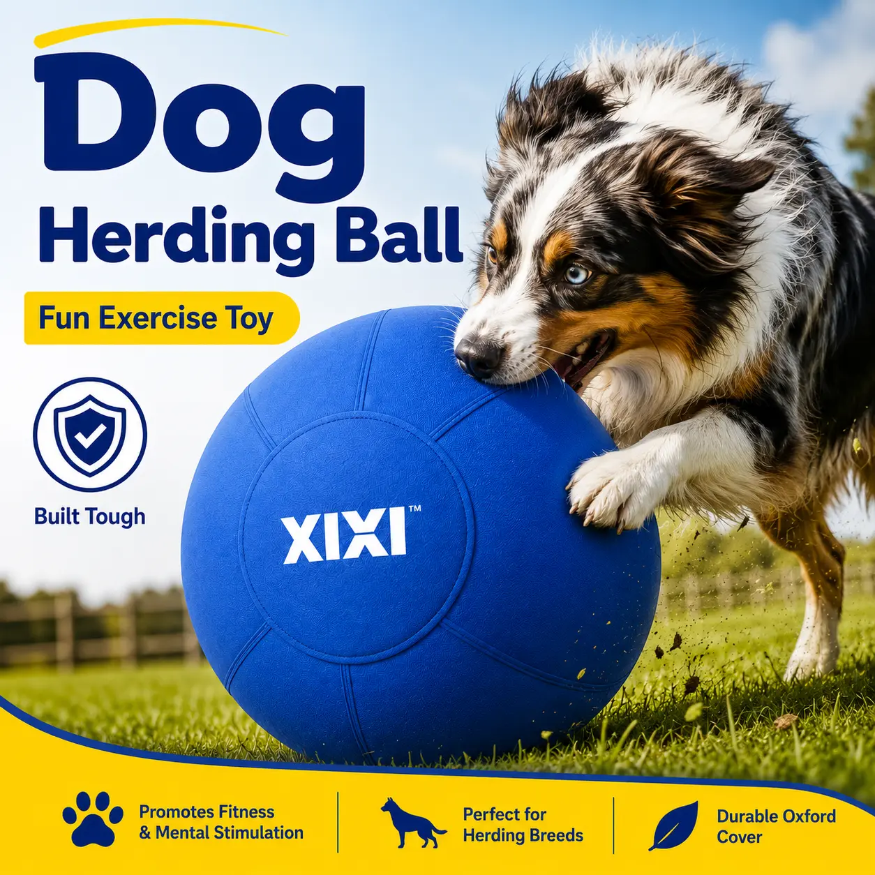 Large Herding Ball for Dogs, xixiPup Interactive Outdoor Exercise & Treibball Training Toy with Durable Oxford Cover, 18/22/25 Inch
