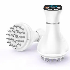 Must-Have Home Massage Device 35-Speed Heat Vibration Pulse Modes, 25 Massage Heads Wireless Rechargeable Handheld Massager with LED Display for Muscle Soreness