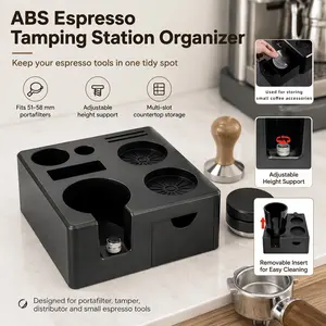 Coffee Presser Stand, Abs Multi-Functional, Non-Slip, Drawer-Style Italian Espresso Presser Seat, Fits 51-58mm Coffee Accessories