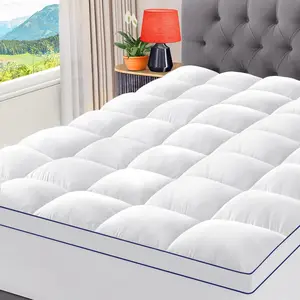 King Mattress Topper, Cooling Pillow Top Mattress Topper for King Size Bed, Thick Mattress Pad with Elasticated Deep Pockets, Soft Firm Plush Down Alternative Fill Mattress Protector