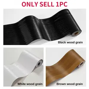 Black Wood Grain Decorative Wallpaper Border,  Peel & Stick PVC Vinyl Removable Tape Sticker Trim, Self-Adhesive Home Decor for Bathrooms Mirror Frame, Home Decor Supplies, Bathroom Decor Ideas