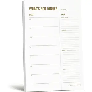 Meal Planning Notepad - What's for Dinner Weekly Meal Planner and Grocery List Magnet Pad with Tear-Off Shopping List - Family Dinner Menu for Fridge & Meal Prep - 6x9” - 50 Sheets