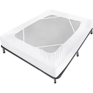 Queen Size Box Spring Cover Wrap Around Bed Skirt 4 Sides For Mattress, Stretch Snug Fit Ultra Soft Wrinkle Free, Suitable For Hotel And Home, White