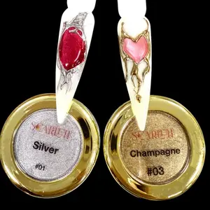 Silver and Gold Champagne Chrome Powder- 2 grams each jar nail care nail art acrylic nail chrome nail y2k nails