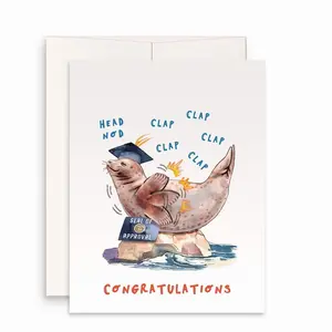 Seal Funny Graduation Card 2025 - Seal Of Approval Graduation Gift For Son - Sea Lion Grad Congratulations Cards