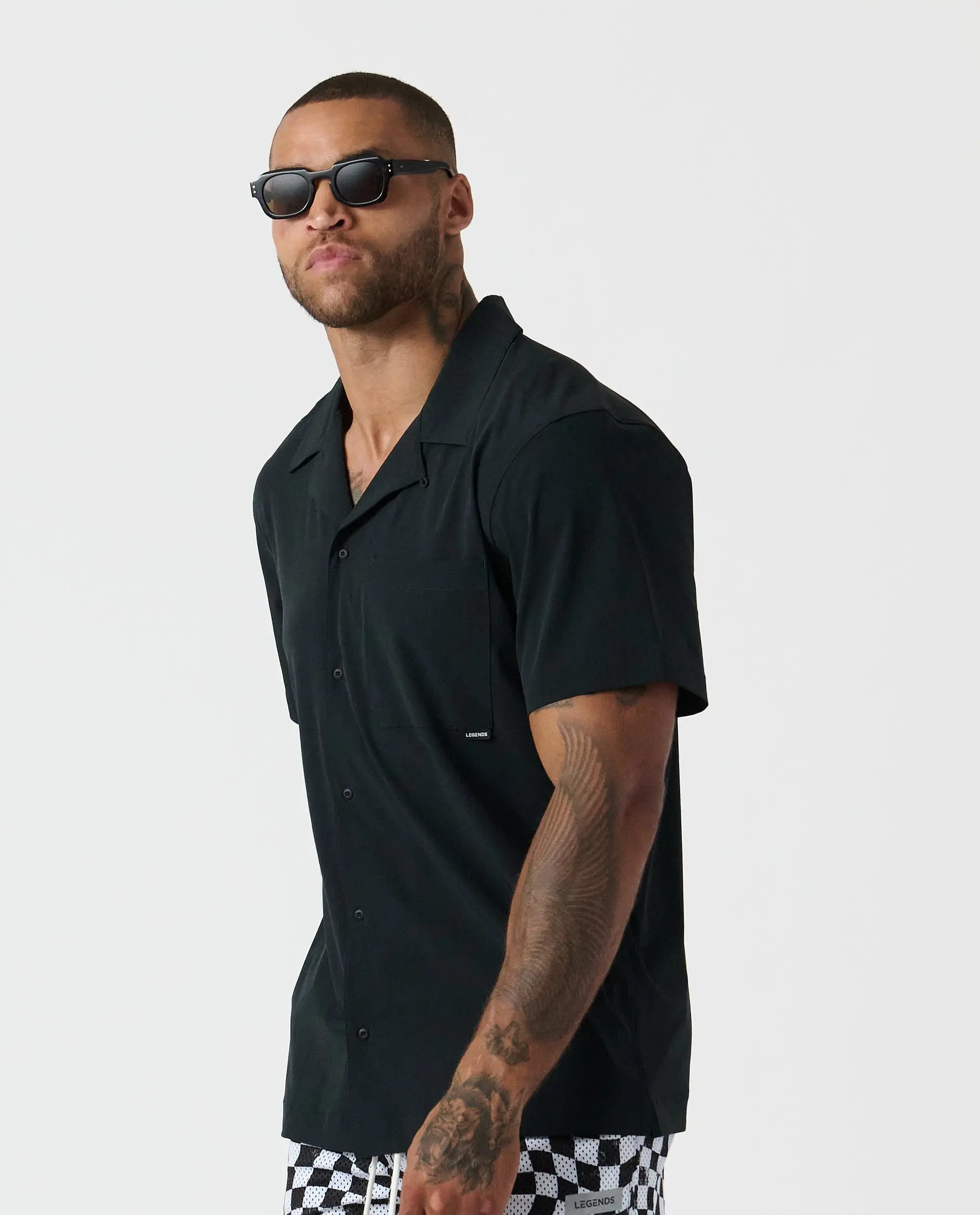 Chief Camp Collar Shirt Black, Small