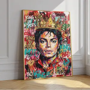 Michael Jackson Crown Graffiti Poster Art, Pop Music Legend Portrait ( Unframed - Print Only ) high-definition