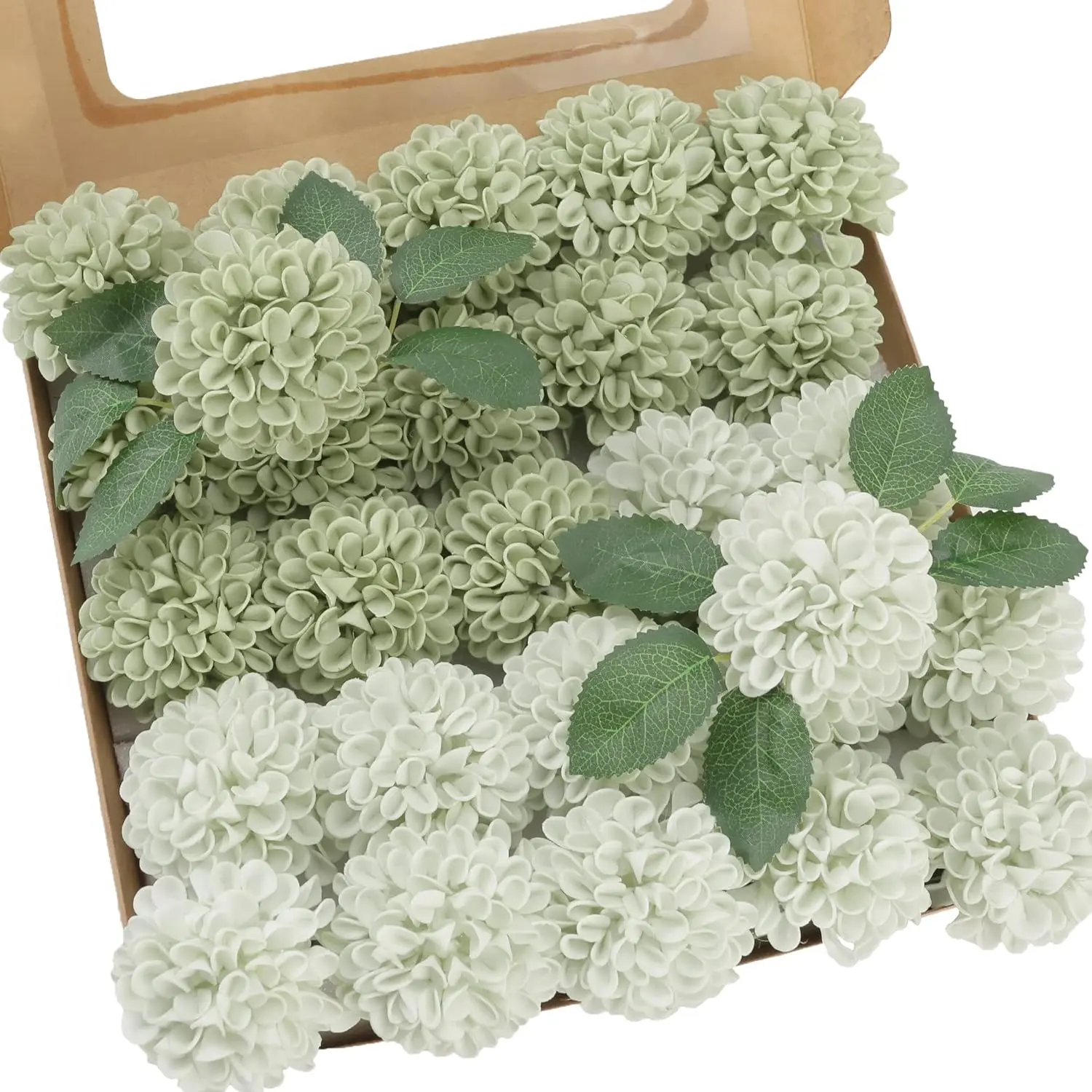 25pcs Realistic Sage Green Dahlia Flowers with Long Wire Stems - PE Foam Artificial Roses Suitable for DIY Wedding Bouquets, Centerpieces, Bridal Shower & - Long-Lasting, Flexible Stems, Faux Dahlia Blooms