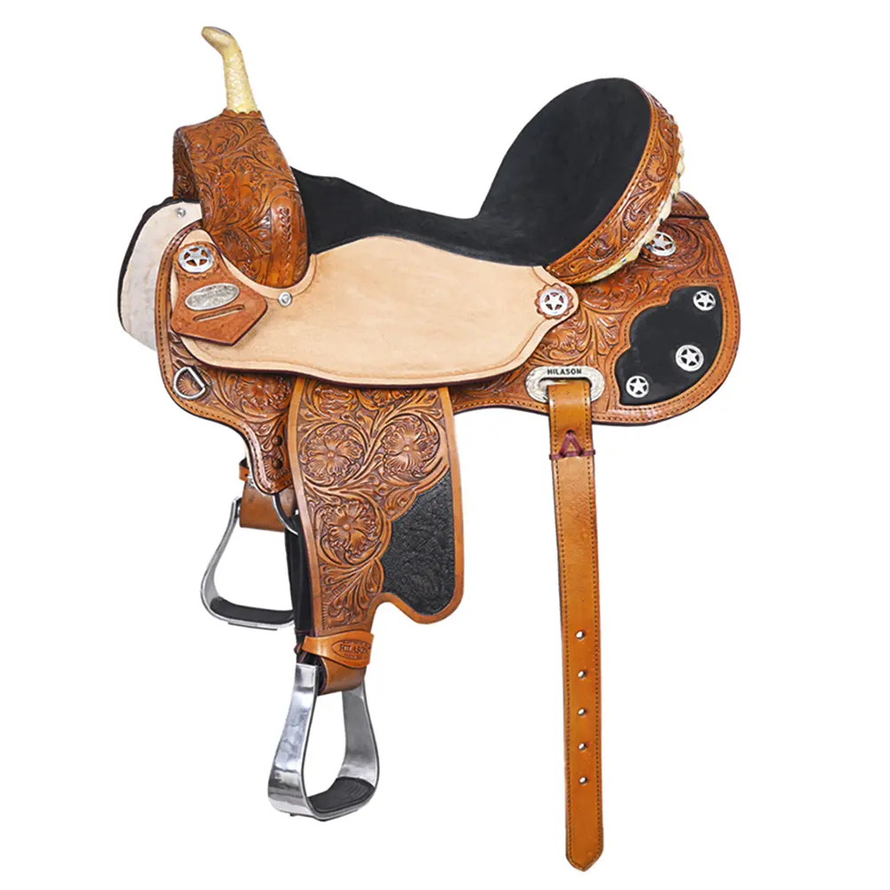 HILASON Western Horse Saddle American Leather Flex Trail Barrel | for Horses