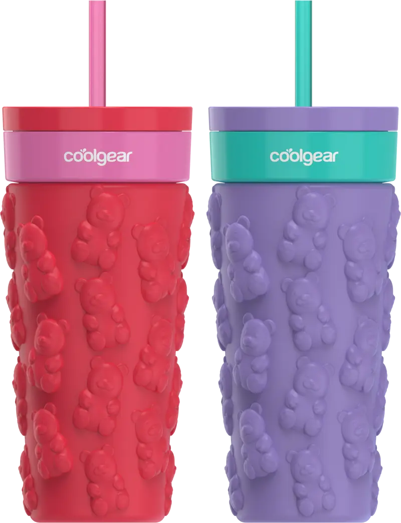 COOL GEAR 20oz GO GRIP Valentine's Day Tumbler, Gummy Bear Pattern, BPA Free Lid, Cold Beverages