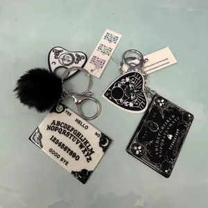 Mystic Ouija Board Keychain with Planchette Charm for Halloween, Summerween