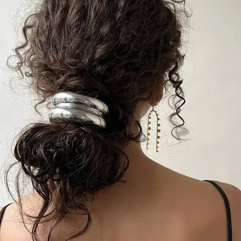 Minimalist Temperament Metal Hair Tie Scrunchie, Scrunchies, 2024 New Style High Stretch Hair Tie, Fashionable Hair Accessories for Women & Girls, Ponytail Headwear Suitable for Thick Hair