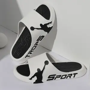 JOYWILL 2025 Men's Summer Slippers Outdoor Shoes Anti-slip Comfort PVC Material Round Toe Flipflop Tsinelas Green White Black Red Boy Footwear with Enhanced Grip and Elastic Cushioning - Slide