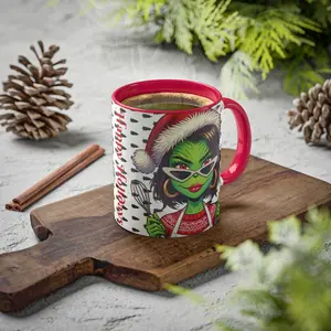 Happy Holiday Attitude Funny Mug, 11oz - Meet the Queen of Holiday Cooking, Grii-nch inspired Ceramic Drinkware Santa Cup