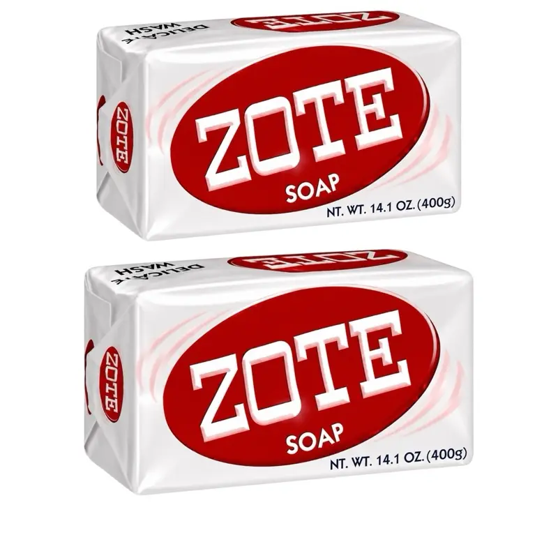 zote Pink Laundry Bar Soap Detergent Tablets, 14.1oz 400g Scented Laundry Beads with Coconut Oil, for Baby Stain Removal & Fabric Softening PACK OF 2