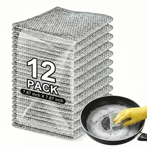 12 PCS Double Layer Wire Dish Cloth Scratch-Free Cleaning Cloth for Cookware Sinks Dishes Cooktops Scratch-Free Power No Odor Wet Dry Versatility