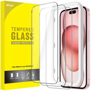 JETech Screen Protector for iPhone 15 Series, Tempered Glass Film with Easy Installation Tool, Case-Friendly, HD Clear, 3-Pack