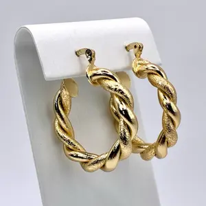 14K Gold-Plated Twisted Hoop Earrings | Textured Chunky Gold Hoops | Statement Hoop Earrings | Trendy Gold Jewelry