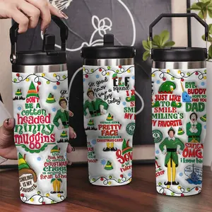 30oz Stainless Steel Insulated Tumbler with Leak-Proof Lid & Portable Handle - Christmas elf themed pattern design,Long-Lasting Hot/Cold Insulation,Perfect for Car,Office,Travel and Birthday Gifts, Travel Drinkware,Horse Drink Water Bottles