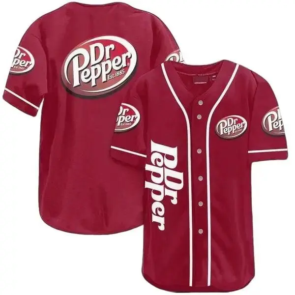 Red Dr. Pepper Baseball Jersey, Game On! Your Perfect Baseball Jersey Awaits