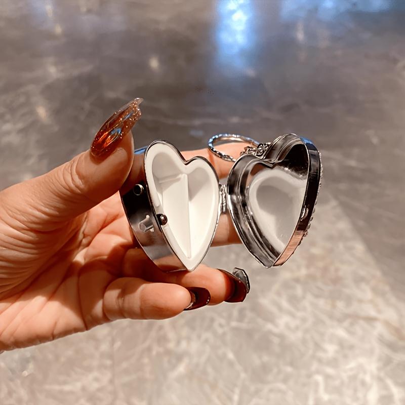 1Pc Luxury Love Medicine Box with Artificial Diamond Inlay, Portable Multifunctional Capsule Tablet Storage Box, Creative Small Item Organizer