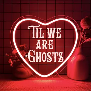 Til We Are Ghost Neon Sign Pink Gothic Home Decor Valentine's Day Decor Sign Goth Room Sign For Bedroom Living Room Office Dorm Valentines Gift Birthday Wedding Party Decor