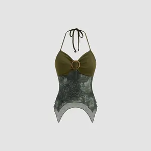 Cider [size 2-10] Sweetheart Neckline Floral Patched Cami Top