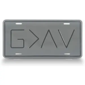 God is Greater Than The Highs and Lows License Plate, Embossed 6X12 Metal Auto Tag, G>^V (Grey)