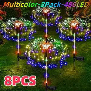 8-piece Set -1 Outdoor Solar Powered Fireworks Light, Christmas Decoration, IP65 Waterproof With 8 Lighting Modes. Christmas Decoration Is Used For DIY Decoration Of Gardens, Courtyards, Parties, Christmas, Halloween Decorations | Christmas