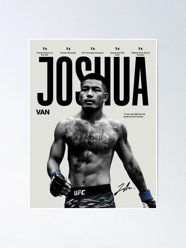 Joshua Van Poster, UFC MMA Wall Art, Flyweight Prospect, Sports Art Print Poster( Unframed - Print Only )