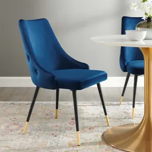 Modway Adorn Tufted Performance Velvet Dining Side Chair in Navy