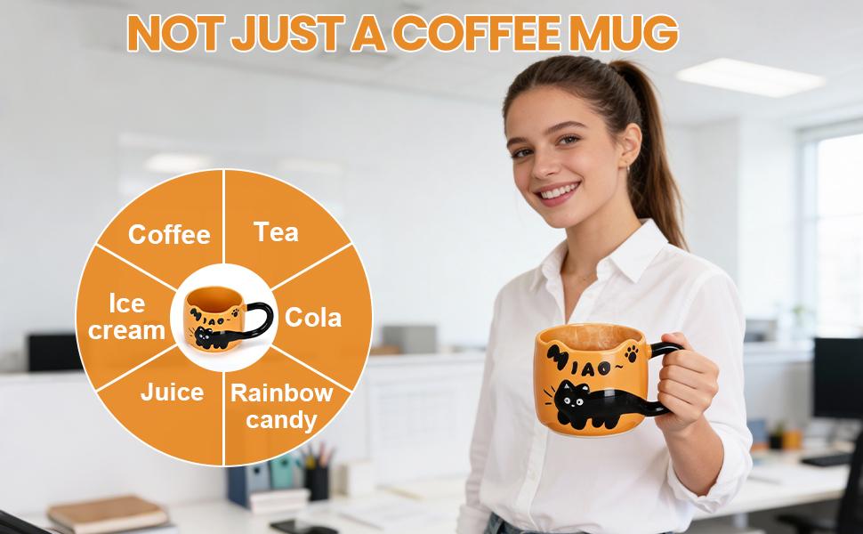 Tired of those boring mugs in the office? This stackable ceramic cat mug will make your work coffee time more fun | Comes with a spoon, making it the perfect gift for a loved one or friend.