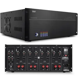 8-Zone Stereo Amplifier 8000W Rack Mount LED Display | Multi-Zone Audio Control Home Theater Amplifier - 1000W MAX, 100W x 8 RMS, Distortion-Free Sound, Bridgeable 4-Channel Switch, LED Audio Display,  5-Way Banana Plug Outputs - Power Cable Included