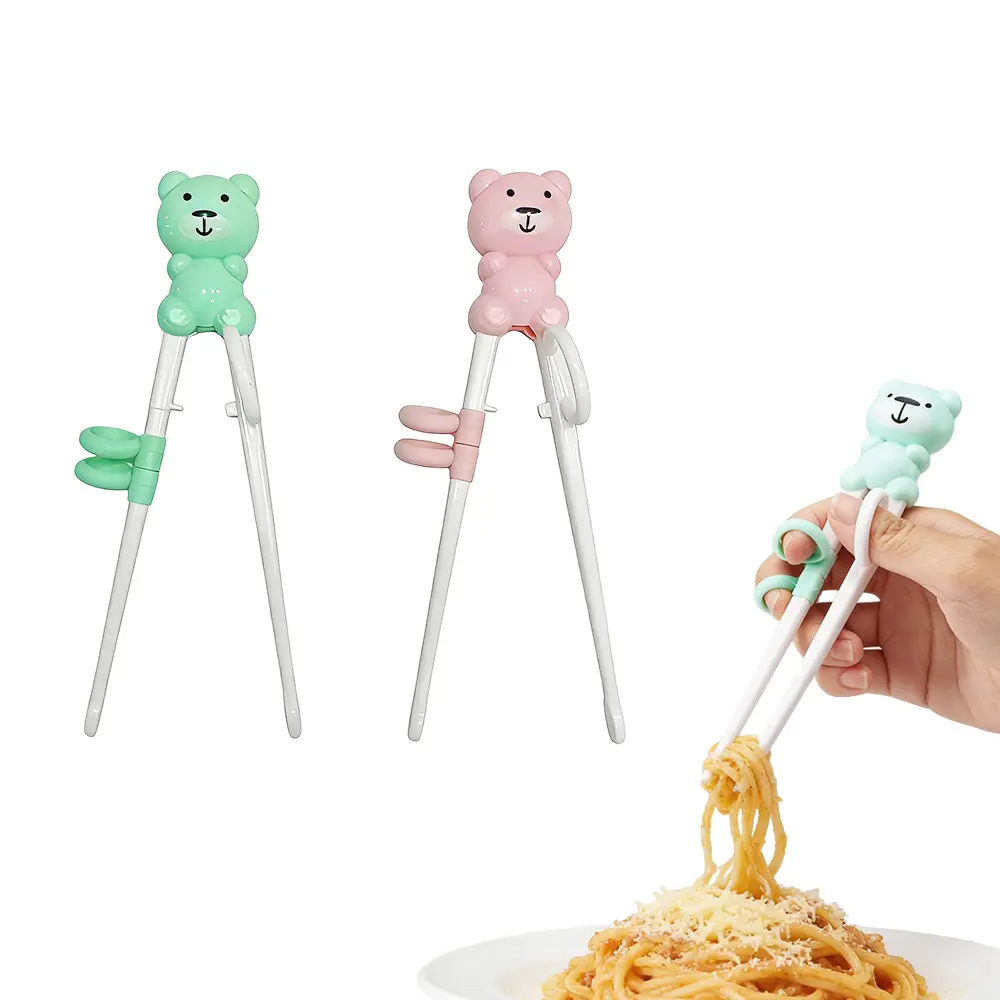 1Pair Kids Learning Chopsticks with Helper Bridge - Detachable Bear Design for Boys & Girls, Easy Grip Training Utensils, Food Grade Safe Material, Ideal Gift for Toddlers