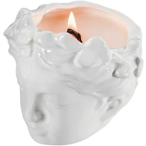 Abby Ray Flow Aroma Decor White Soy Wax Candle with Peach Scent - Vintage Handcrafted Eco-Friendly Home Decor Gift for Special Occasions