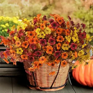 12 Bunches Fall Multi-Color Artificial Flowers, Adjustable UV Resistant Bouquets, Eucalyptus Lavender Vase Decorations, Indoor Outdoor Use, Decorative Flowers