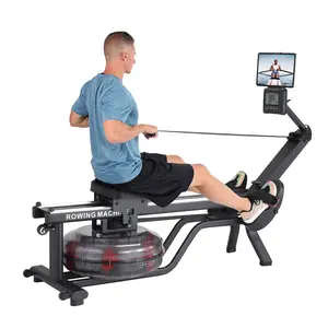 Garvee Water Rowing Machine for Home Use with 380 Lbs Capacity, LED Digital Monitor, Wide Ergonomic Seating, Tablet Holder, and App Compatibility for Enhanced Workout Experience